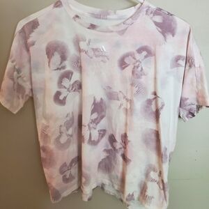 Adidas girls XL-16 cropped t-shirt NWOT pink/off-white